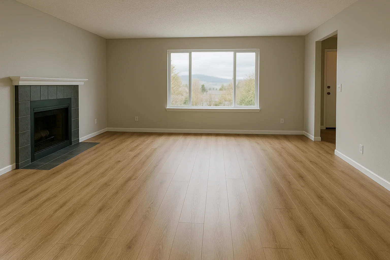 New luxury vinyl plank flooring in a Hillsboro home living space
