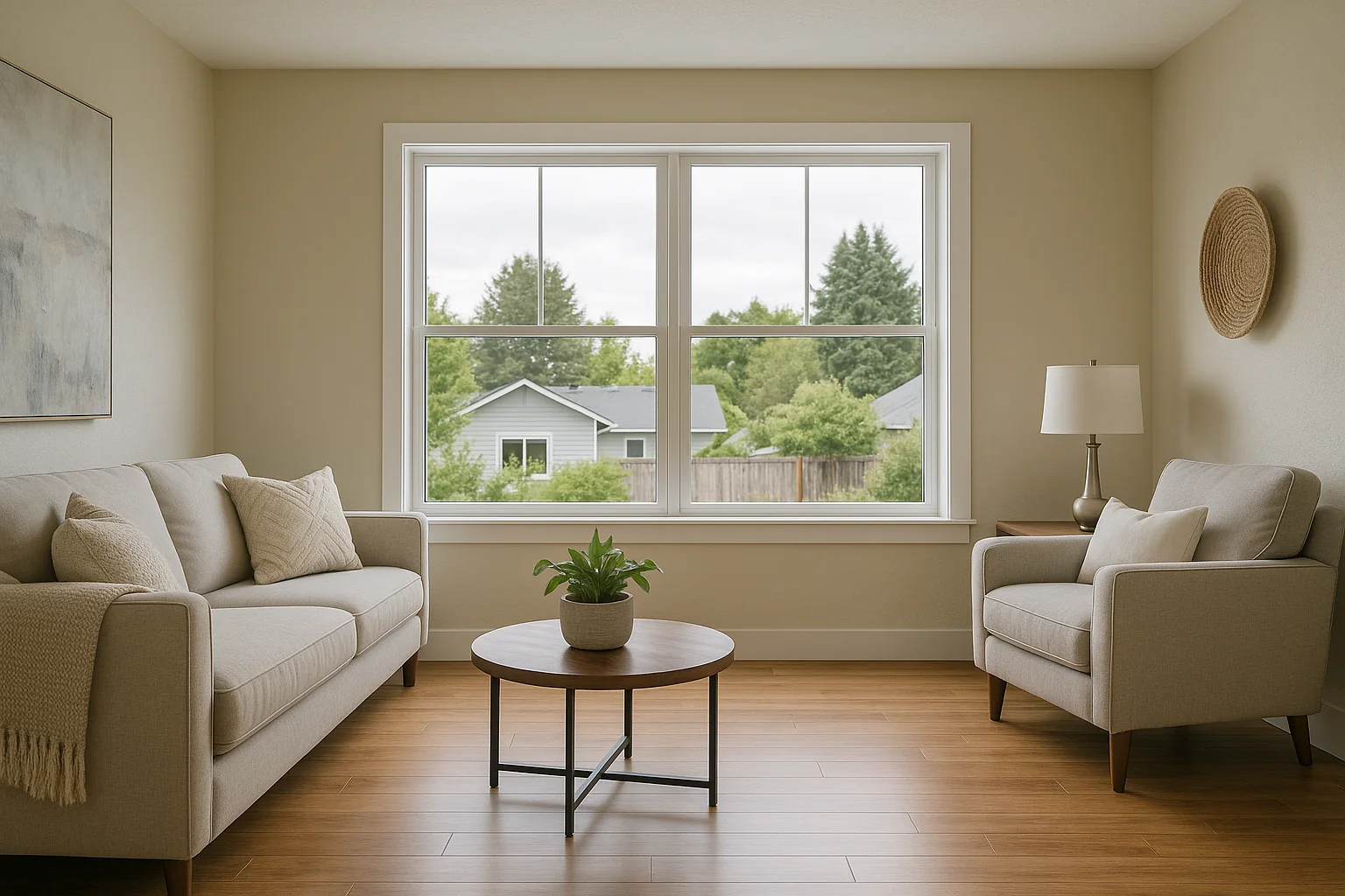 New energy-efficient windows in a bright Hillsboro living room